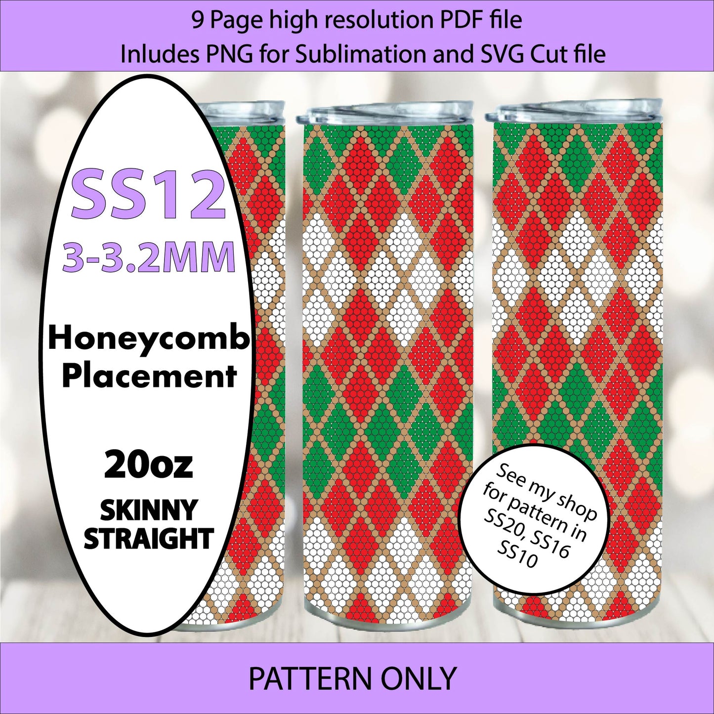 SS12 (3-3.2mm) Santas Argyle bling tumbler pattern,rhinestone tumblers,rhinestone patterns,bling patterns,diy,sublimation,png,svg