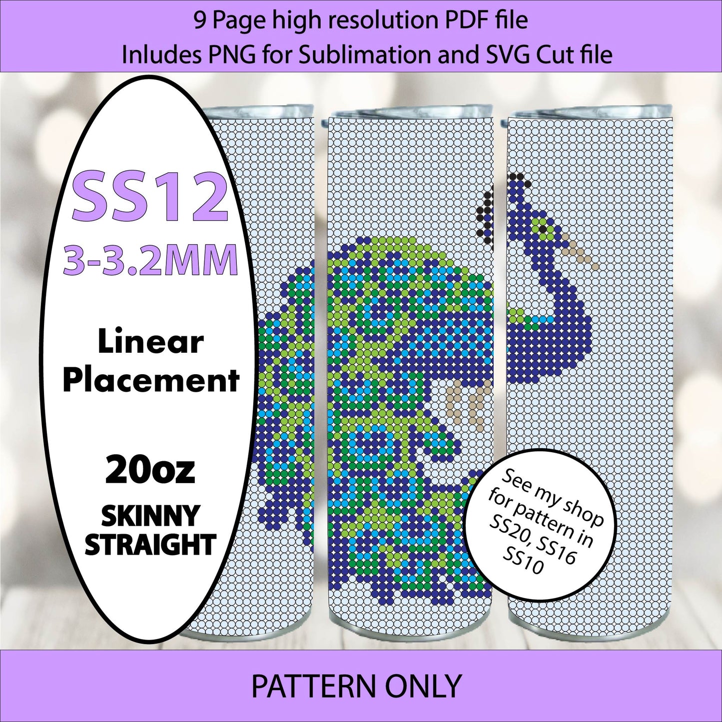 SS12 (3-3.2mm) Peacock bling tumbler pattern,rhinestone tumblers,rhinestone patterns,bling patterns,diy,sublimation,png,svg