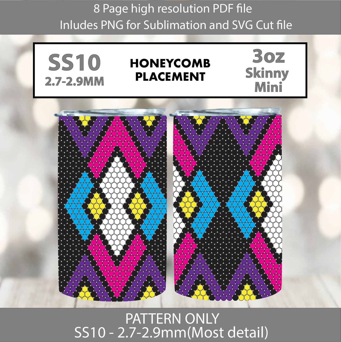 SS10 (2.7-2.9mm) 3oz Bold Abstract Argyle Mini Skinny Tumbler,rhintestone template,bling graph,tumbler wrap,bling sublimation,PNG,pdf,svg,diy