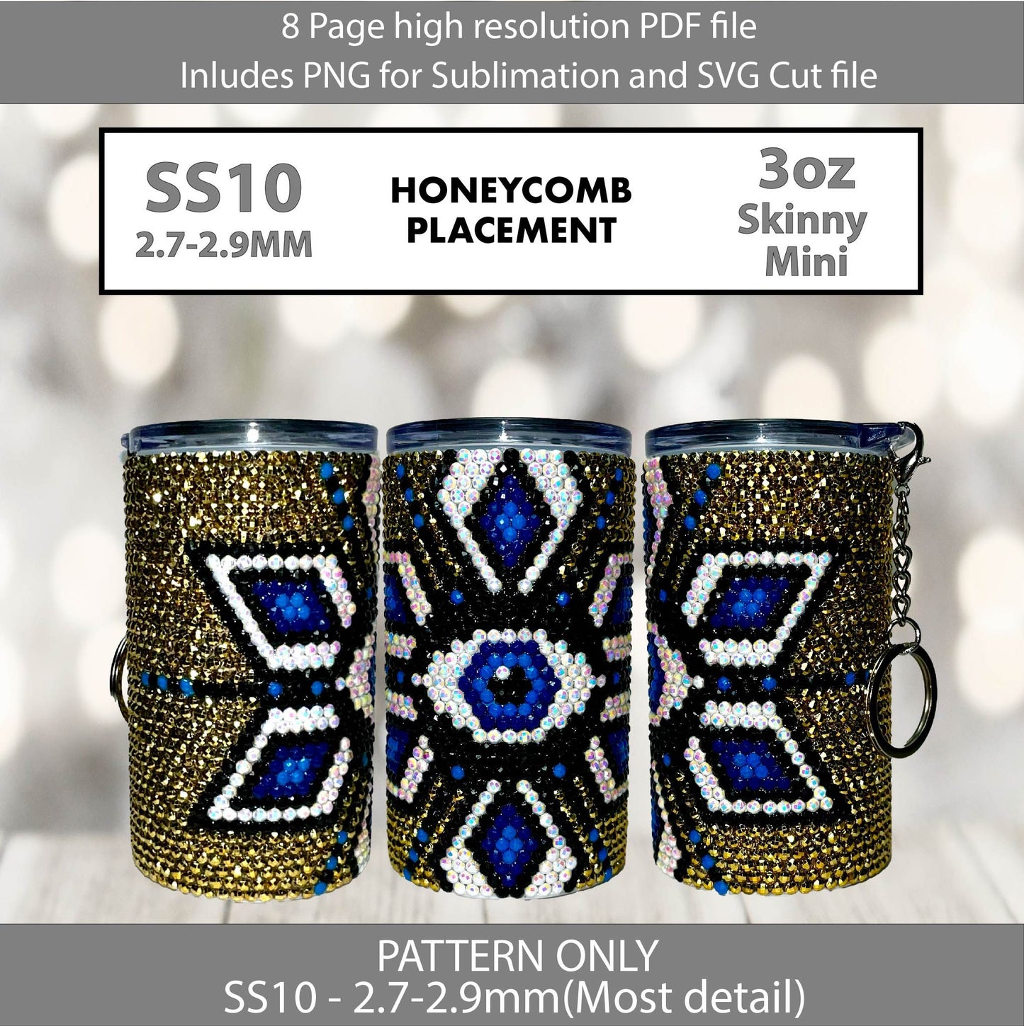 SS10 (2.7-2.9mm) 3oz Golden Evil Eye Mini Skinny Tumbler,rhintestone template,bling graph,tumbler wrap,bling sublimation,PNG,pdf,svg,diy