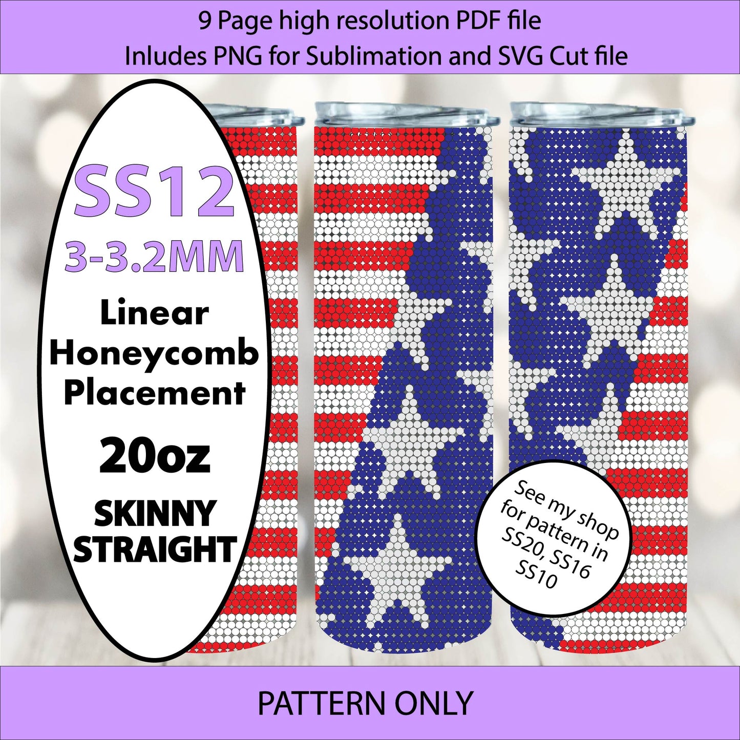SS12 (3-3.2mm) Stars Stripes bling tumbler,rhintestone template,bling graph,tumbler wrap,bling sublimation,diy,patriotic,american flag,red white blue (Copy)