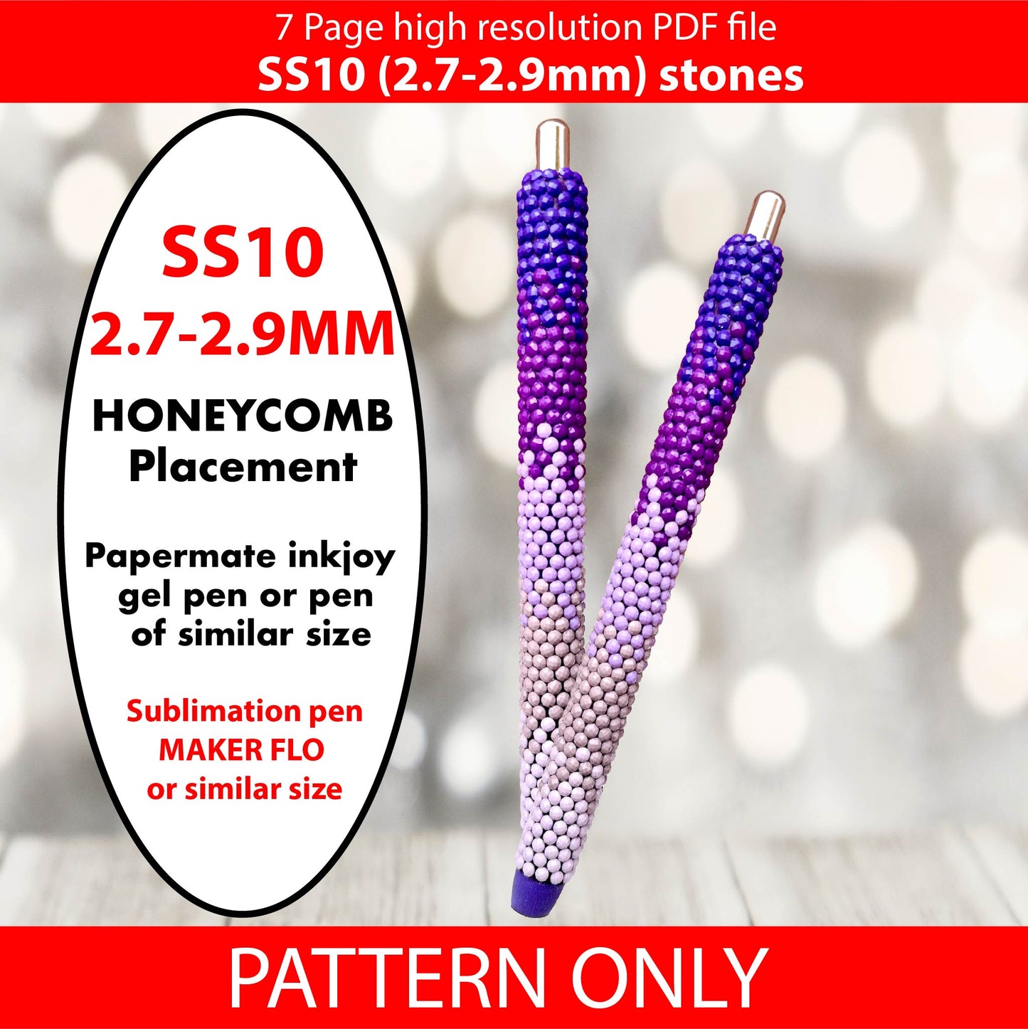 SS10 Purple Ombre bling pen,bling pen template,Rhinestone pen pattern,Graph template,Rhinestone template,diy,Rhinestone ombre, purple fade