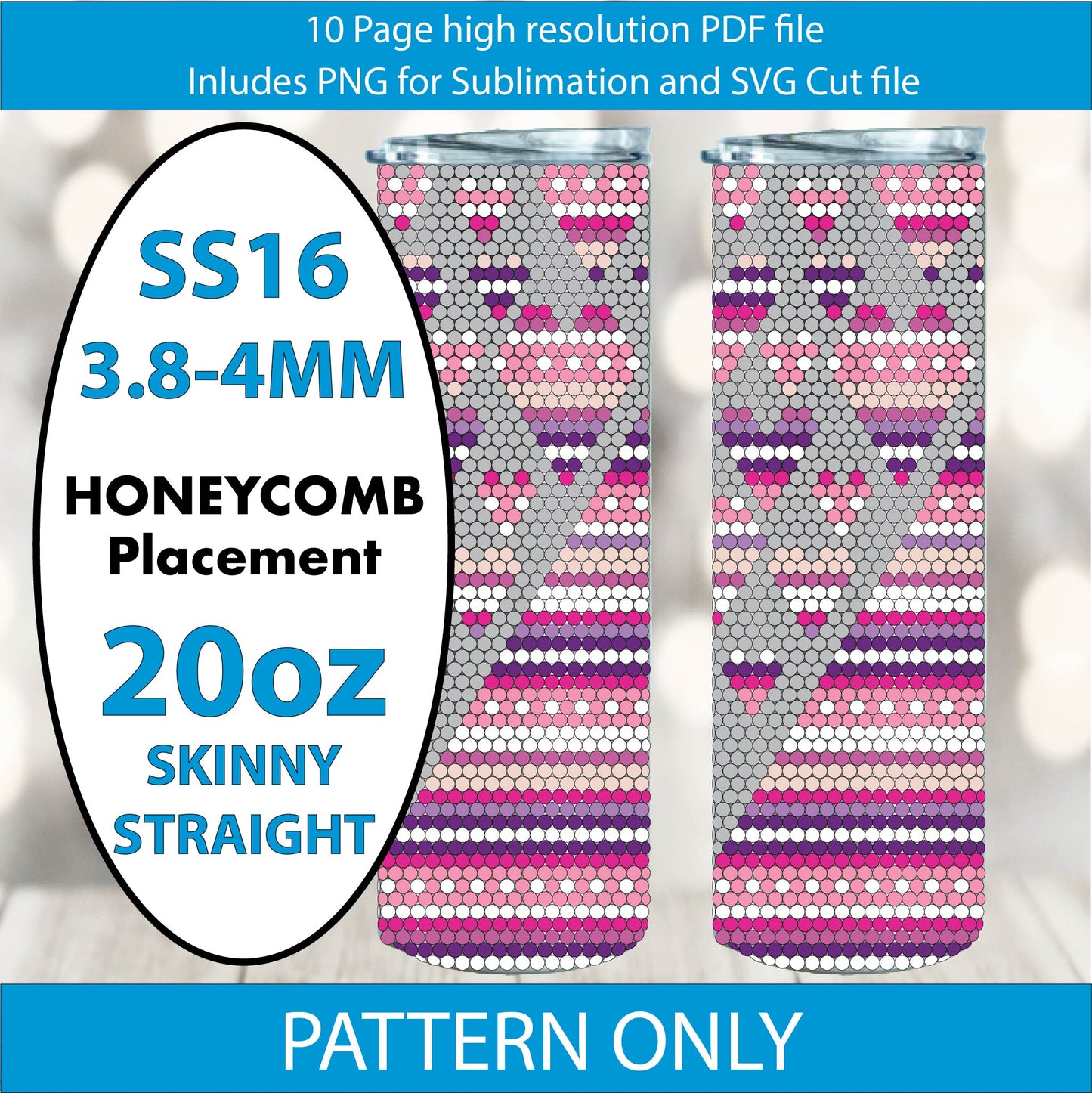 SS16 (3.8-4mm) Serape Hearts bling tumbler,stones,bling pattern,tumbler graph,rhinestone tumbler,honeycomb template,dotz,valentines day,heart template