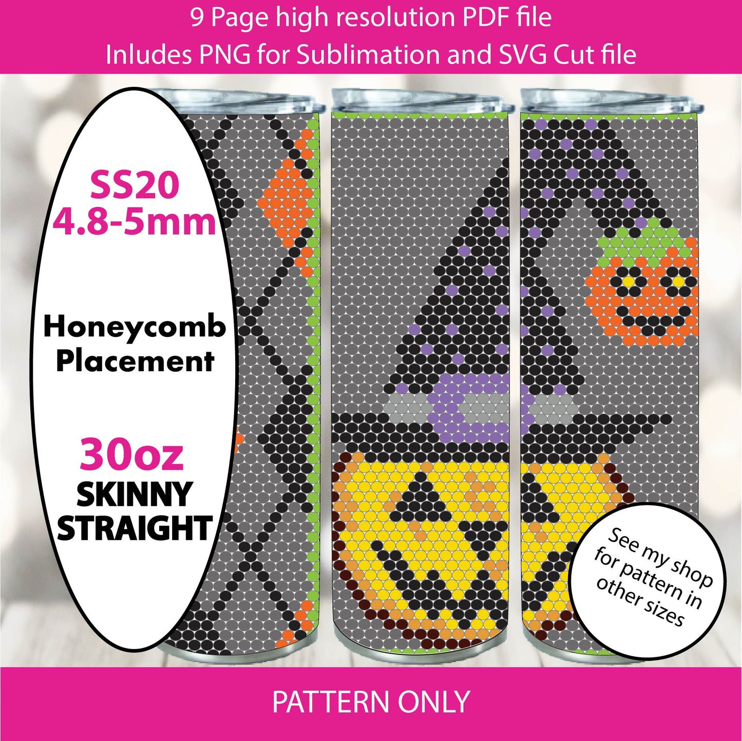 SS20 (4.8-5mm) 30OZ Midnight Pumpkin Argyle bling tumbler,bling graph,rhinestone tumbler,spooky season,gifts for her, spooky scary skeleton,halloween argyle,diy