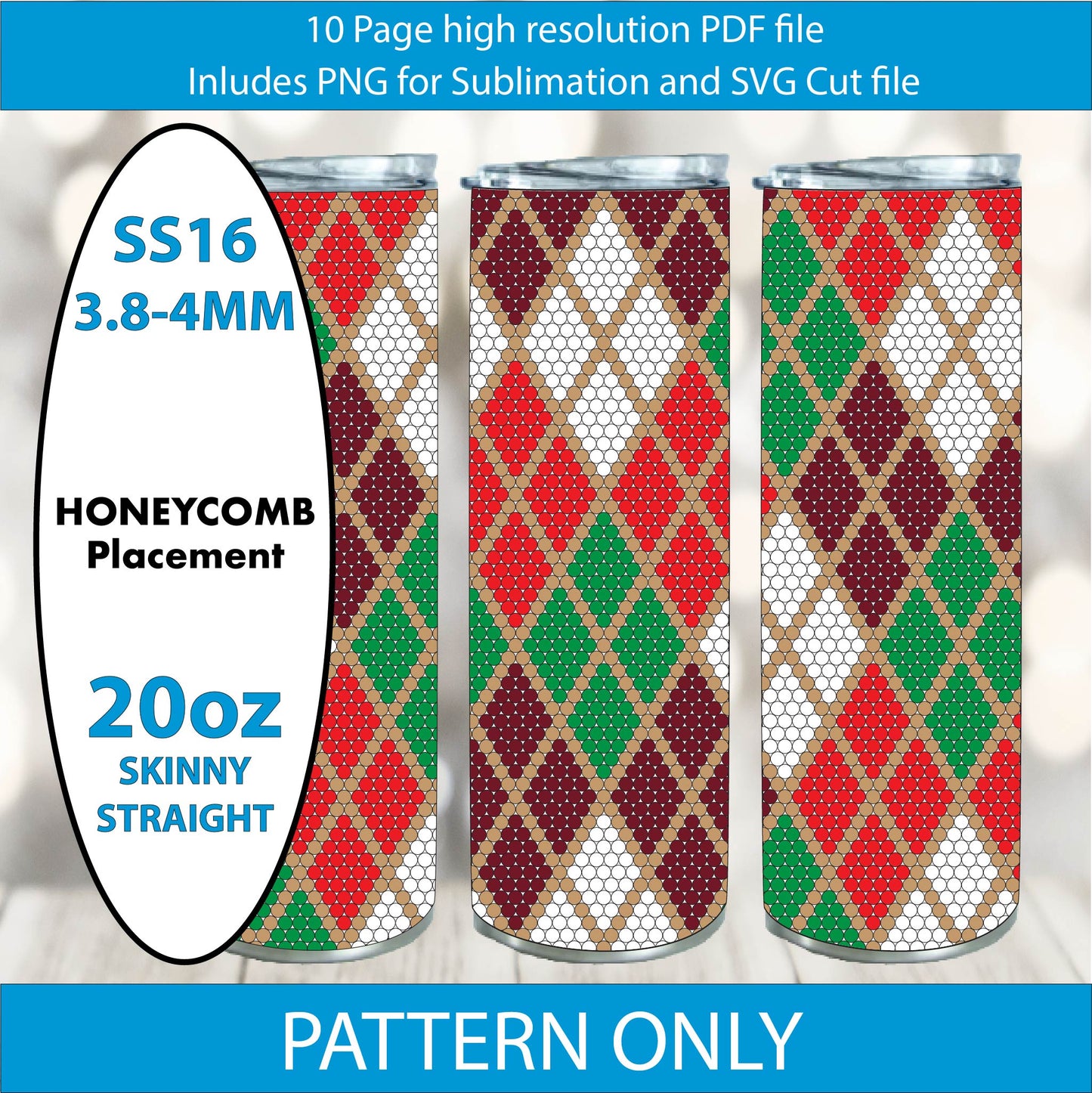 SS16 (3.8-4mm) Santas Argyle bling tumbler pattern,rhinestone tumblers,rhinestone patterns,bling patterns,diy,sublimation,png,svg