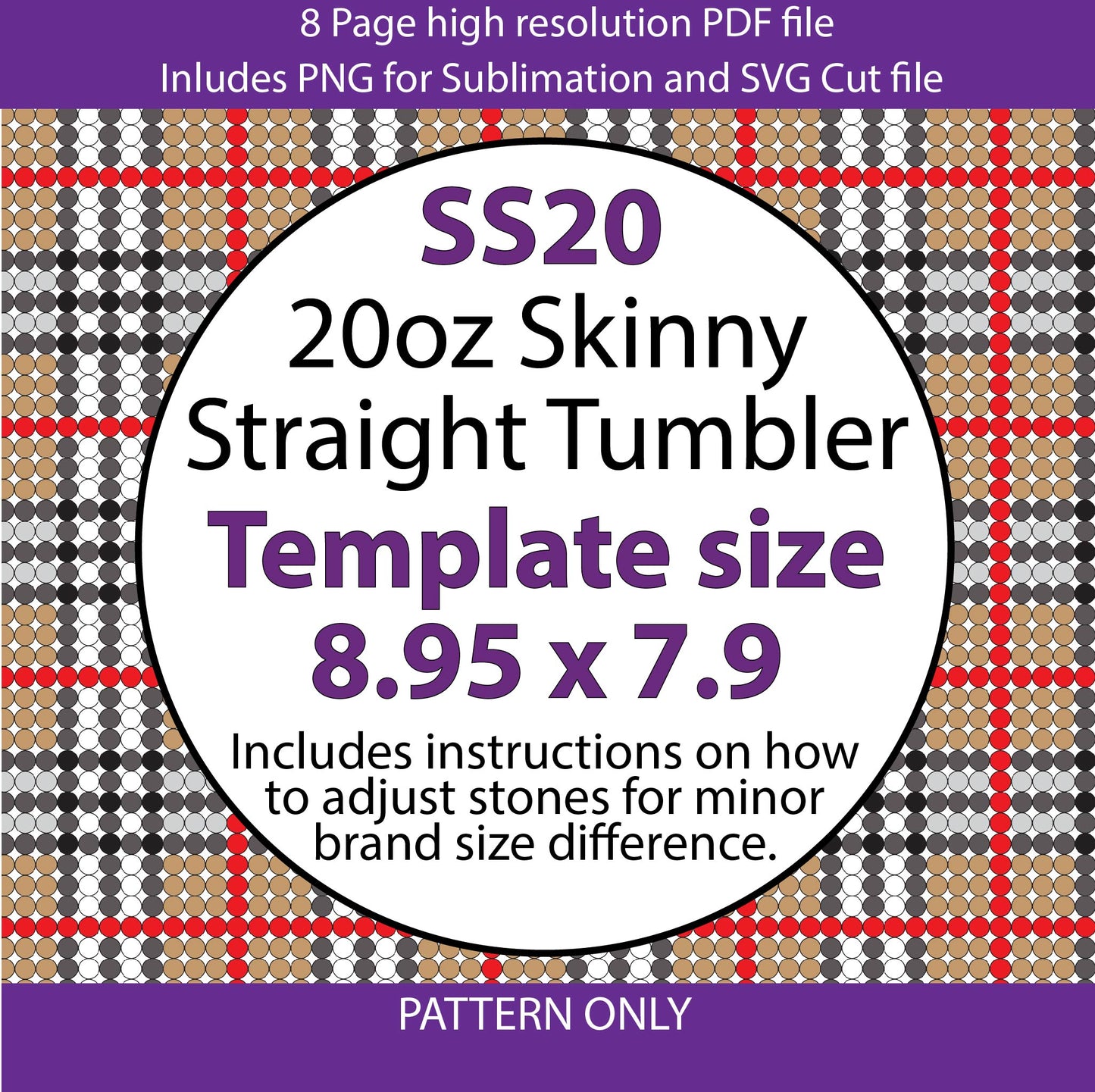 SS16 (3.8-4mm) Bur N Berry Plaid bling tumbler pattern,rhinestone tumblers,rhinestone patterns,bling patterns,sublimation,png,svg,couture bling,bachelorette
