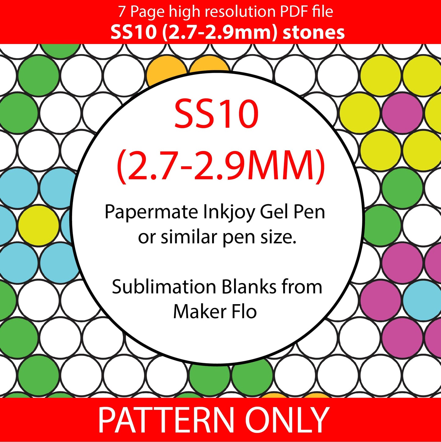 SS10 (2.7-2.9mm) Rainbow daisy vine bling pattern,bling tumbler,inkjoy,crystal bling pen,pdf,color graph,written pattern,peyote,honeycomb,diy,Diamond dotz