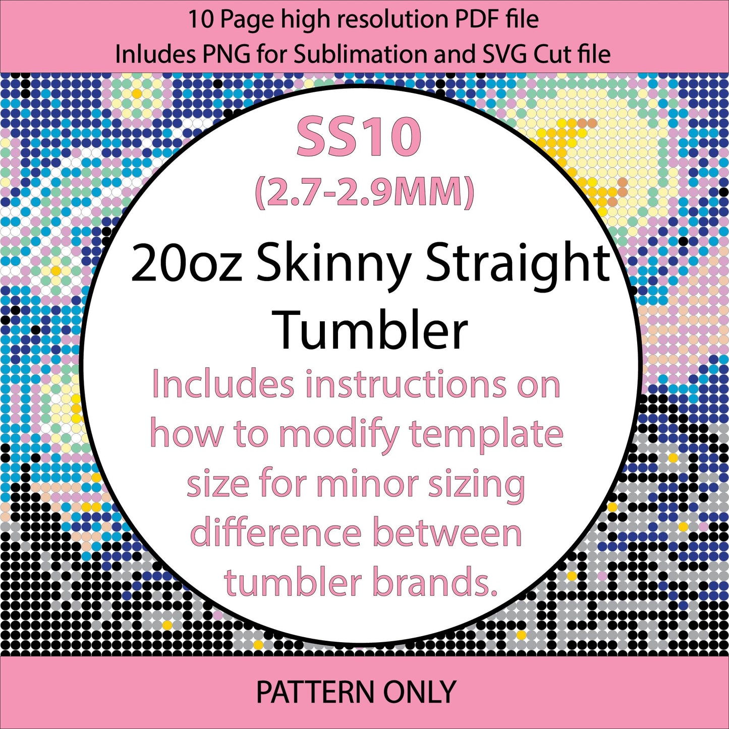 SS10 (2.7-2.9mm) Van Gogh Starry Night bling tumbler pattern,inkjoy,pdf,color graph,written pattern,linear, graph,diy,Diamond dotz,ss10,flatback crystal