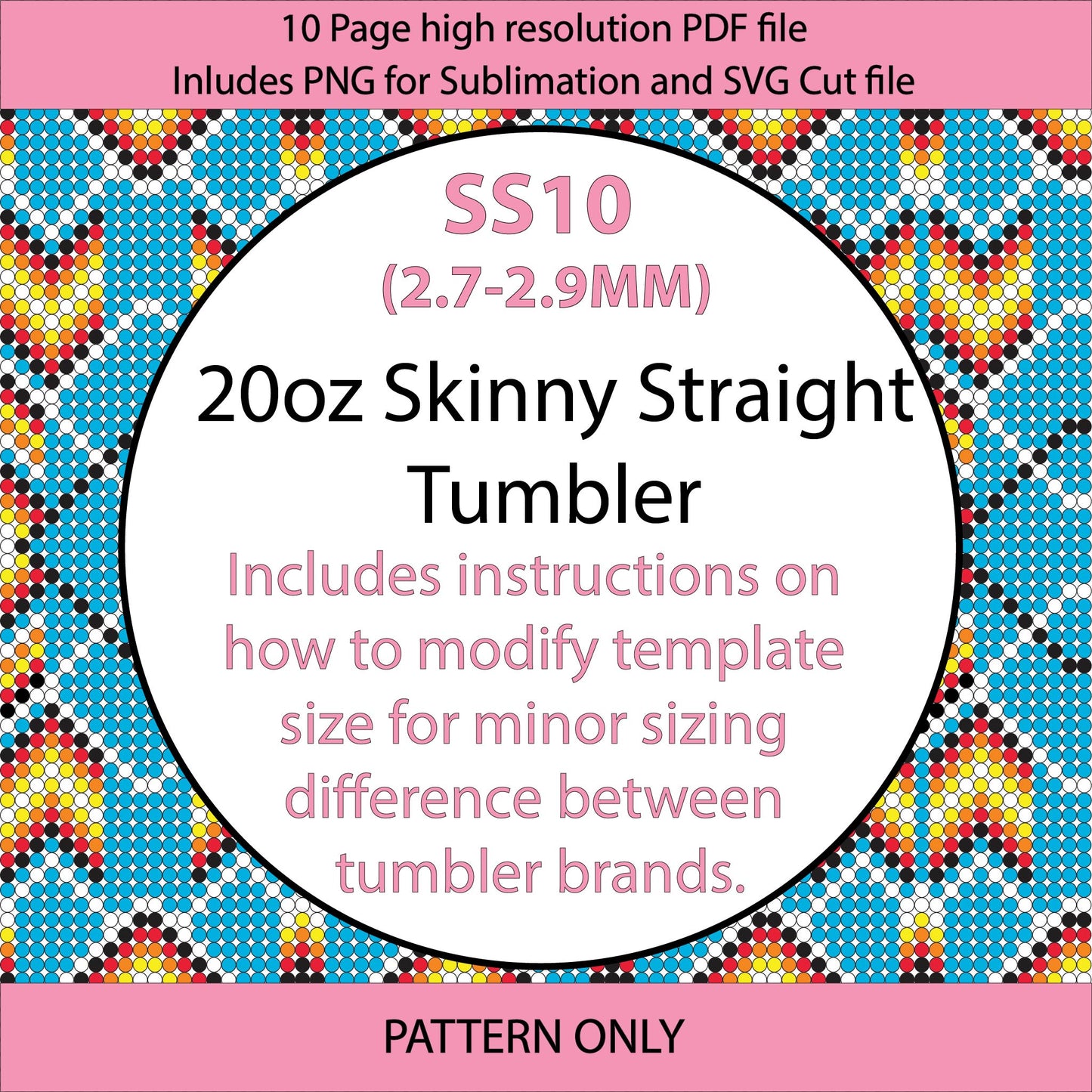 SS10 (2.7-2.9mm) Teal Tribal Bling Tumbler Template,Southwestern template,Rhinestone graph,sublimation bling,diy,gifts for her,custom templates,pattern