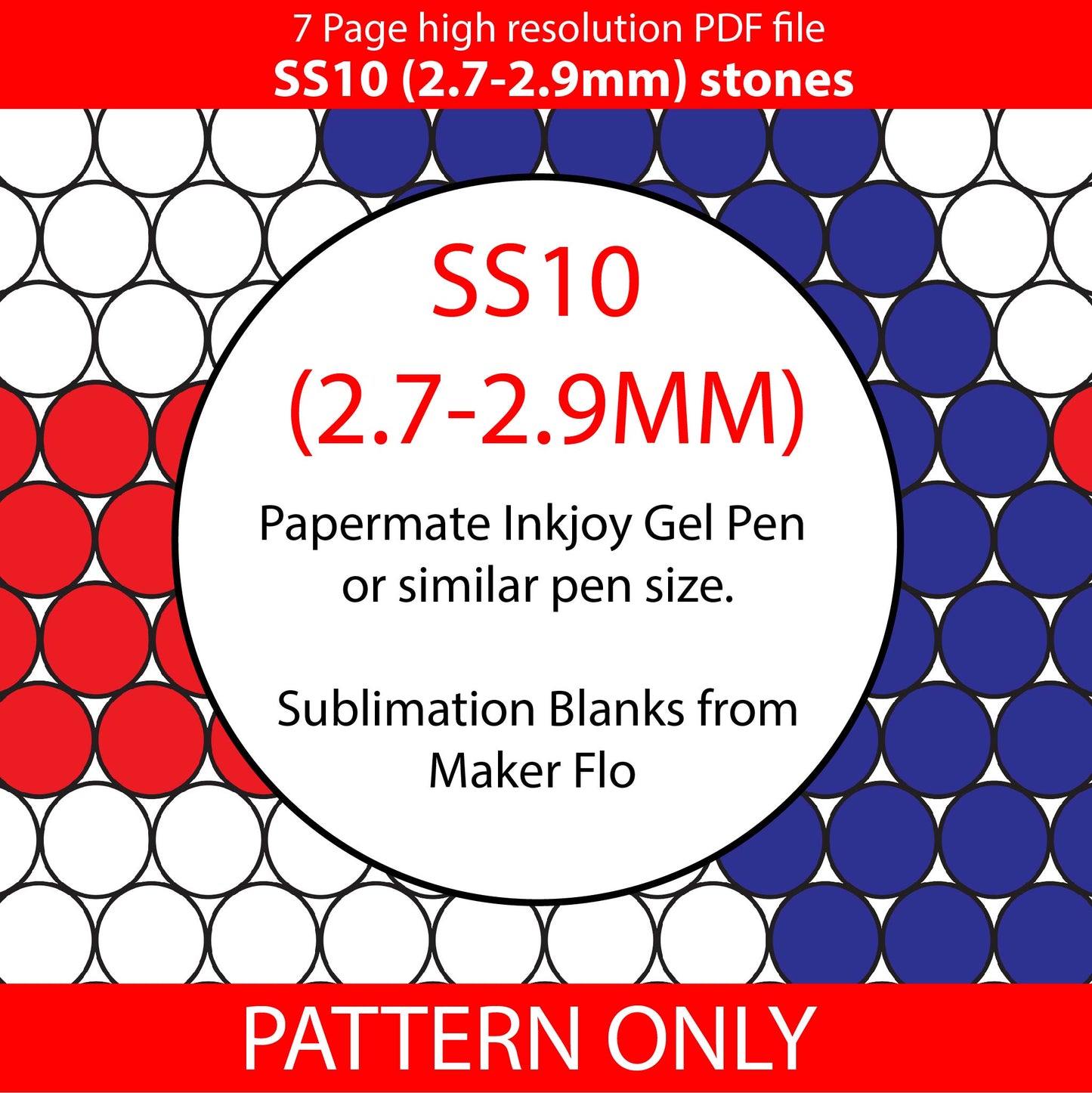 SS10 (2.7-2.9mm) Red White & Blue Bling Pen,papermate inkjoy bling template,stainless pen blank templates, rhinestone template,american flag,diy,anthem