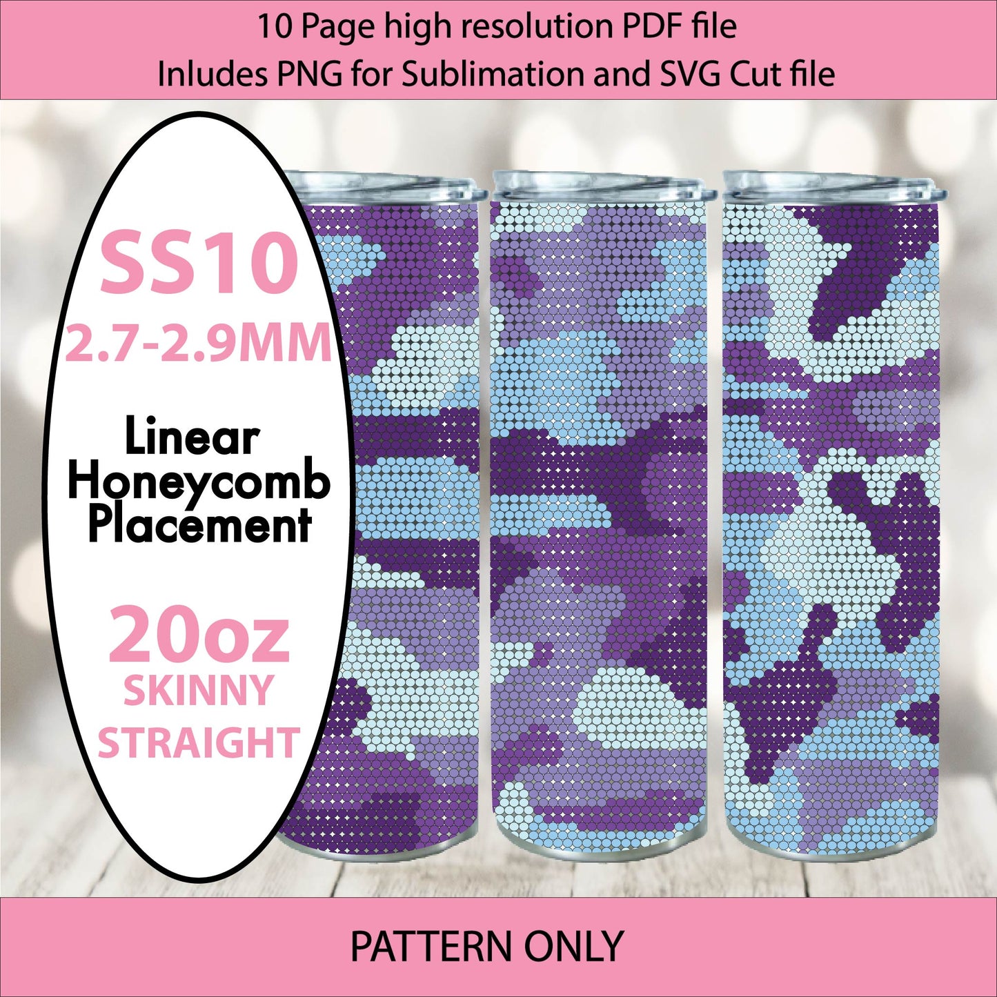 SS10 (2.7-2.9mm) Arctic Camo bling tumbler pattern,rhinestone tumblers,rhinestone patterns,bling patterns,sublimation,gifts for her,camouflage,pink,diy