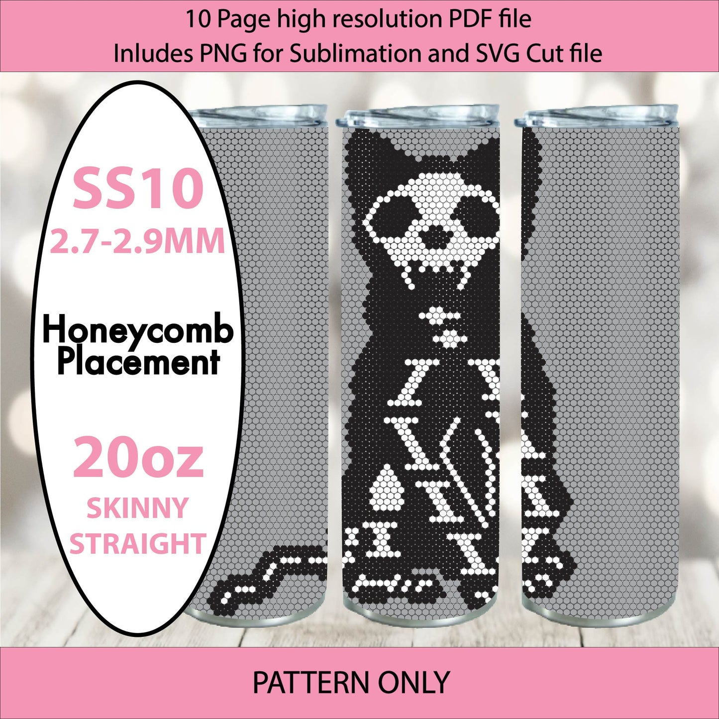 SS10 (2.7-2.9mm) Spooky Cat Silhouette bling tumbler,bling pattern,bling tumbler graph,rhinestone tumbler,linear tumbler template,halloween bling,scary trees (Copy)