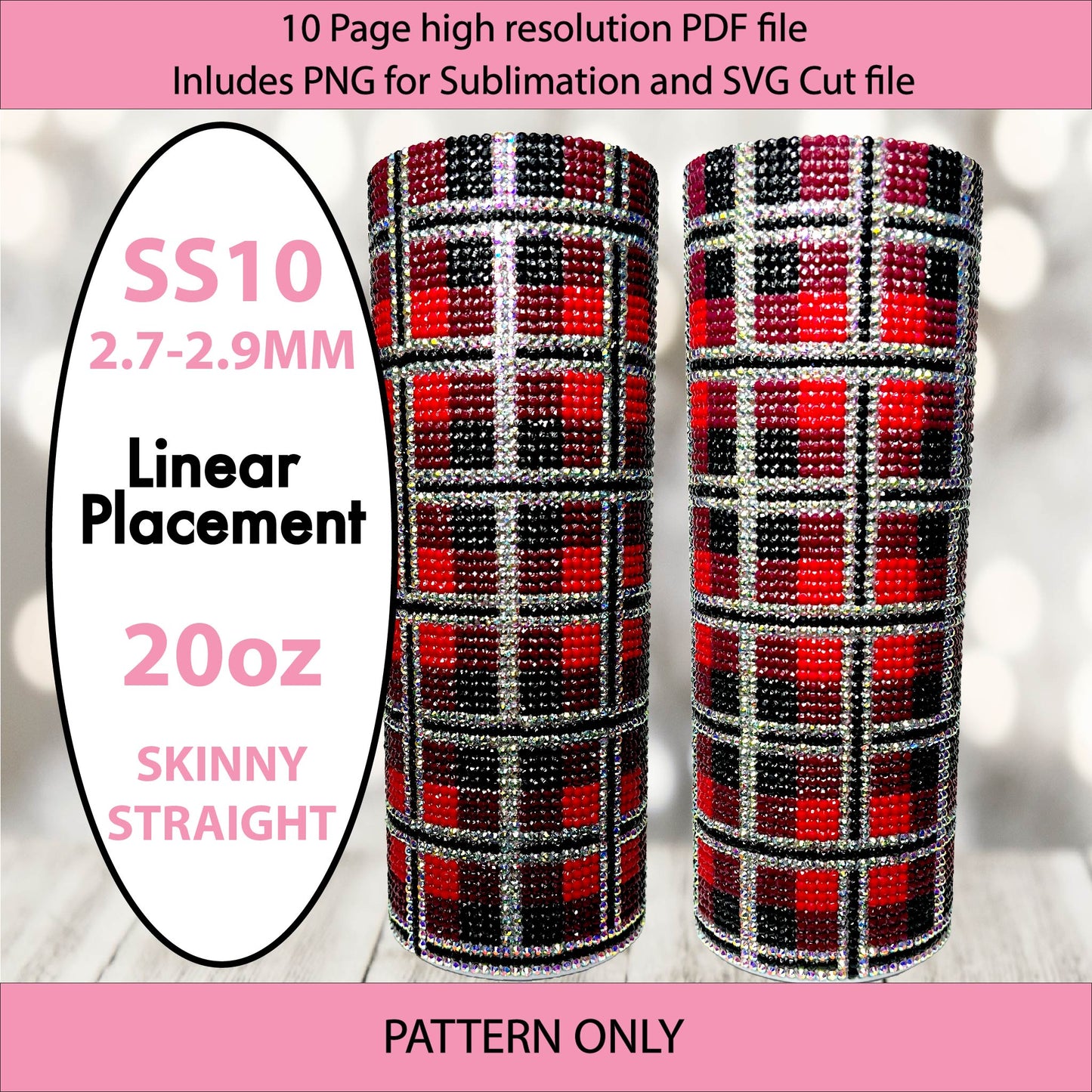 SS10 (2.7-2.9mm) Buffalo Plaid bling tumbler,rhintestone template,bling graph,tumbler wrap,bling sublimation,PNG,pdf,svg,diy
