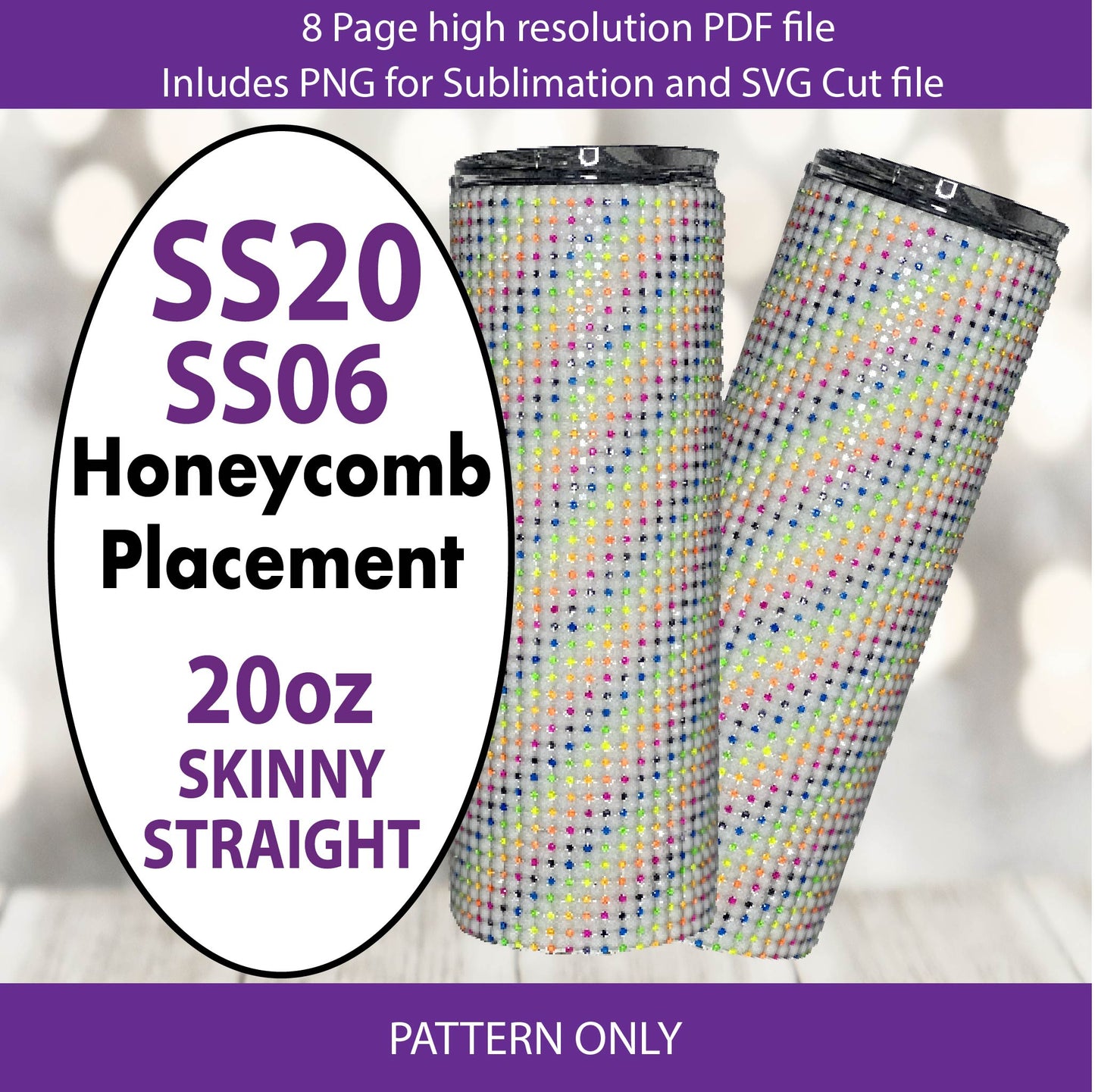 SS20 & SS06 Dual stone size Hidden Rainbow Stripe bling tumbler,tumbler graph,rhinestone tumbler,Linear Honeycomb placement,magic eye,diy