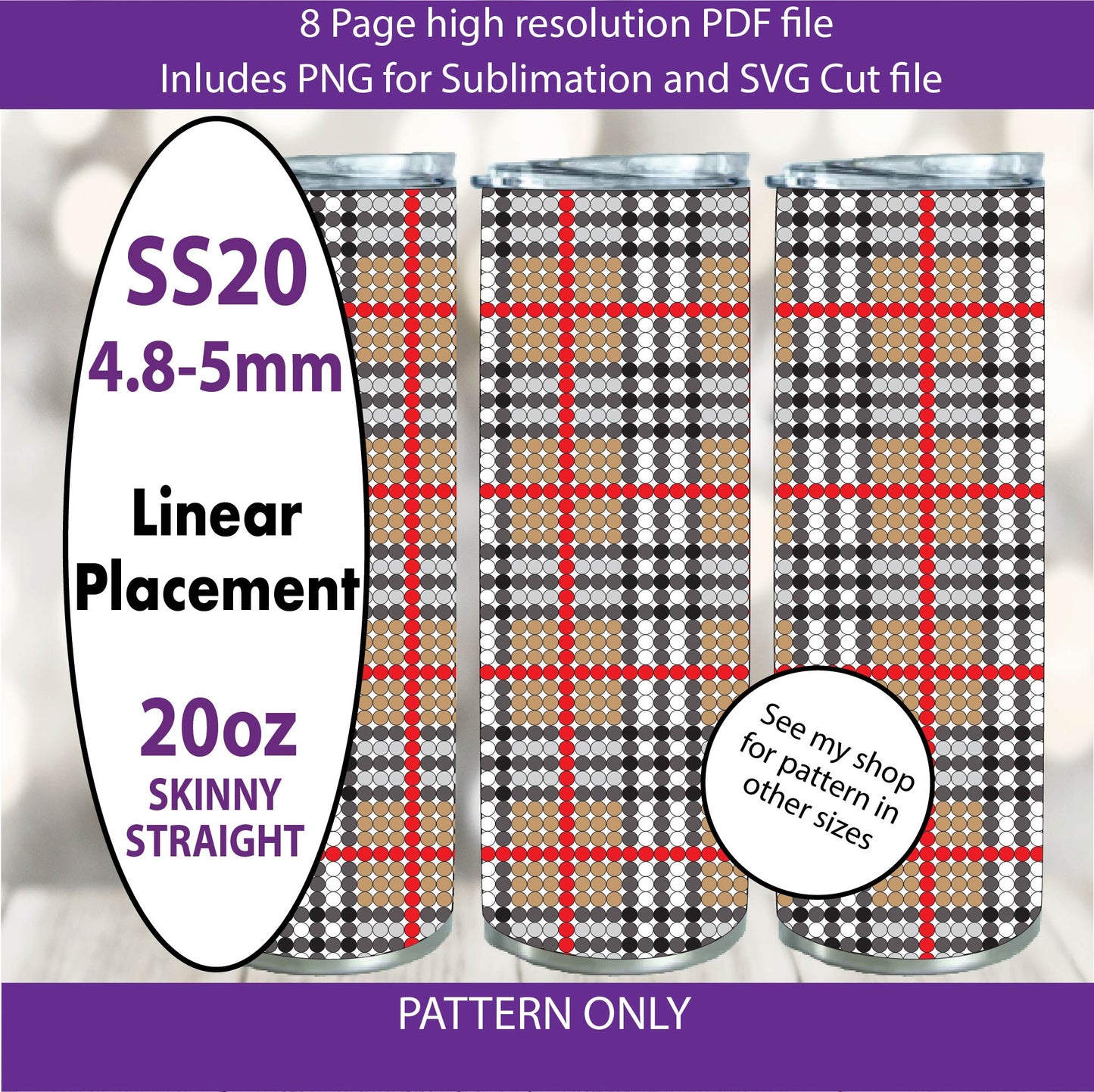 SS16 (3.8-4mm) Bur N Berry Plaid bling tumbler pattern,rhinestone tumblers,rhinestone patterns,bling patterns,sublimation,png,svg,couture bling,bachelorette