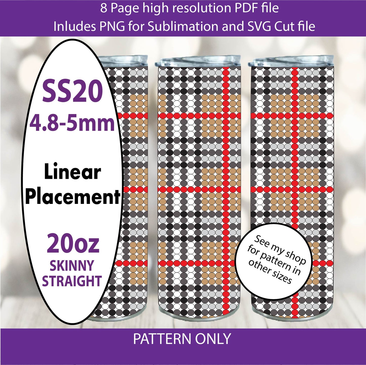 SS20 (4.8-5mm) Bur N Berry Plaid bling tumbler pattern,rhinestone tumblers,rhinestone patterns,bling patterns,sublimation,png,svg,couture bling,bachelorette