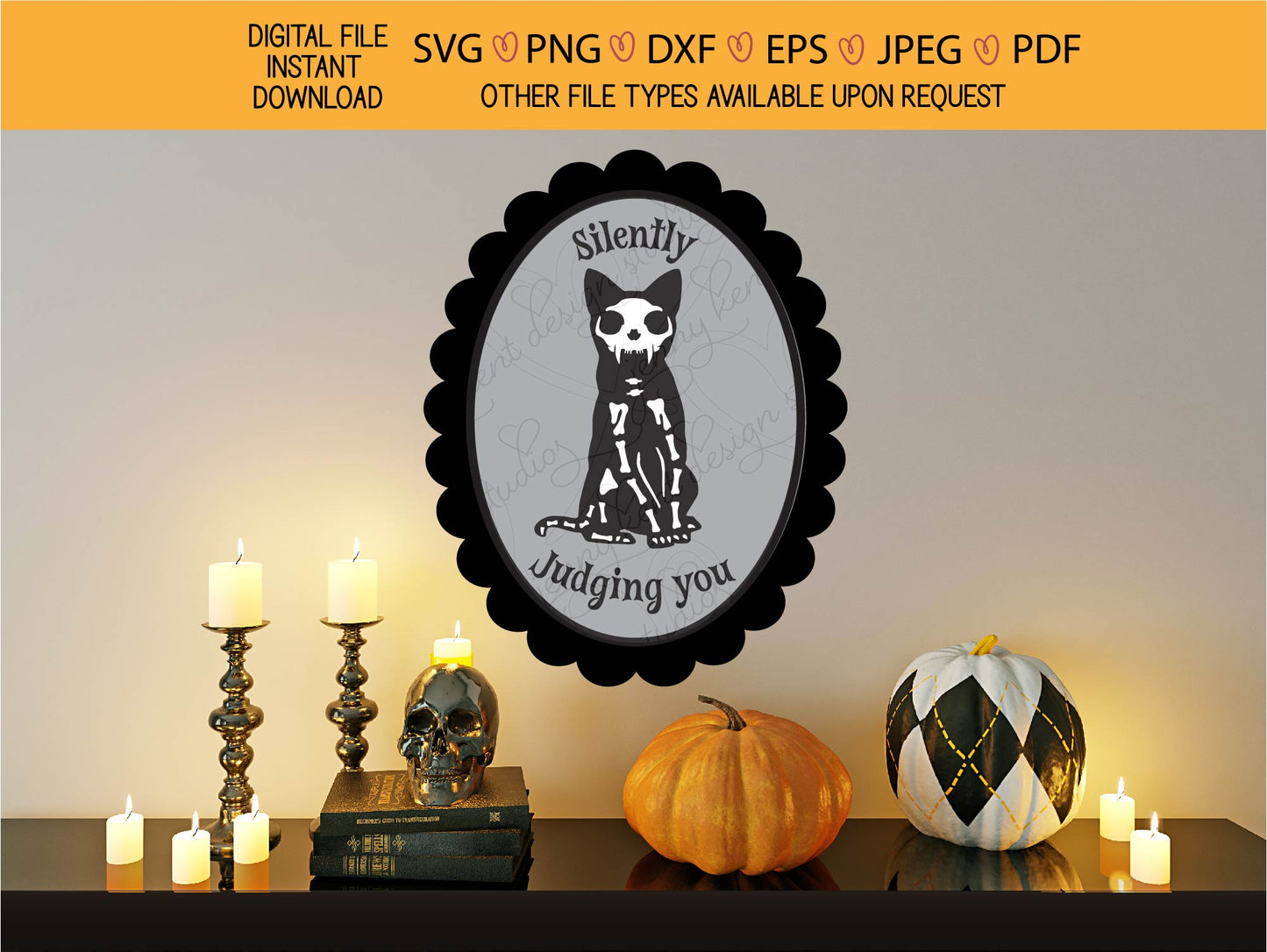 Skeleton Cat Cameo bundle,halloween cat decal,skeleton cat,spooky season, SVG,PNG,sublimation,print and cut,high resolution digital download