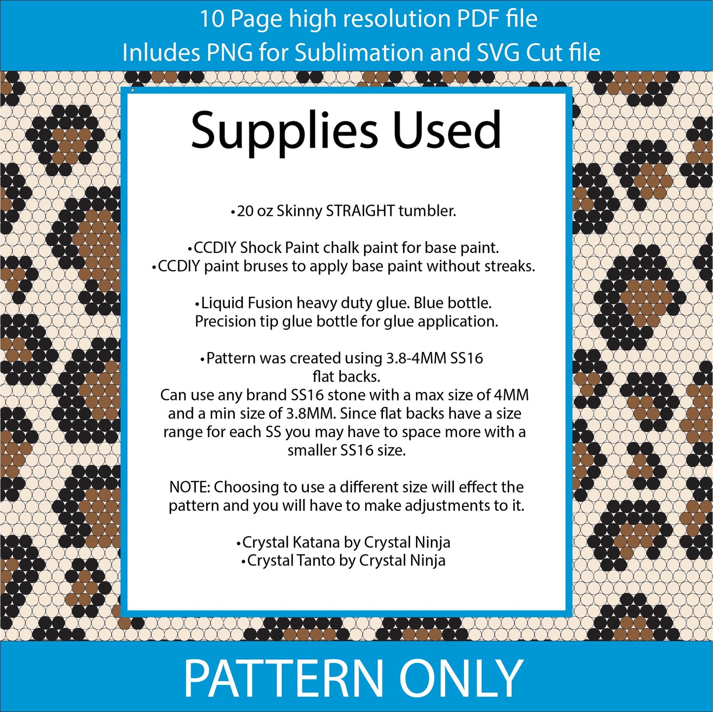 SS16 (3.8-4mm) Basic Leopard Print bling tumbler pattern,rhinestone tumblers,rhinestone patterns,bling patterns,diy,leopard bling,sublimation,png,svg