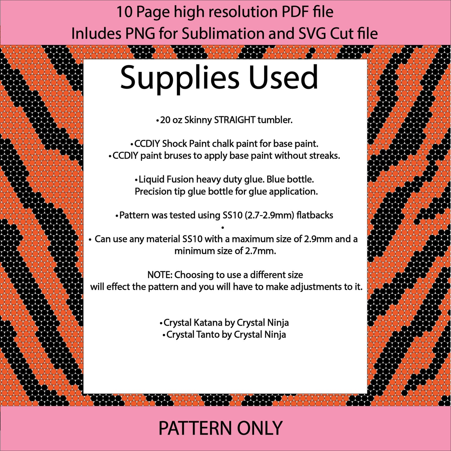SS10 Basic Tiger bling tumbler pattern,rhinestone tumblers,rhinestone patterns,bling patterns,diy,wild animal bling,sublimation,png,svg