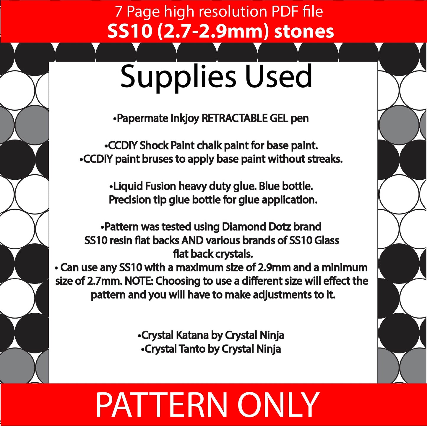 SS10 (2.7-2.9mm) Monochrome Serape bling pen template,rhinestone pen pattern, bling pattern,rhinestone template,diy,dotz,valentines day,grey,black,white,B&W