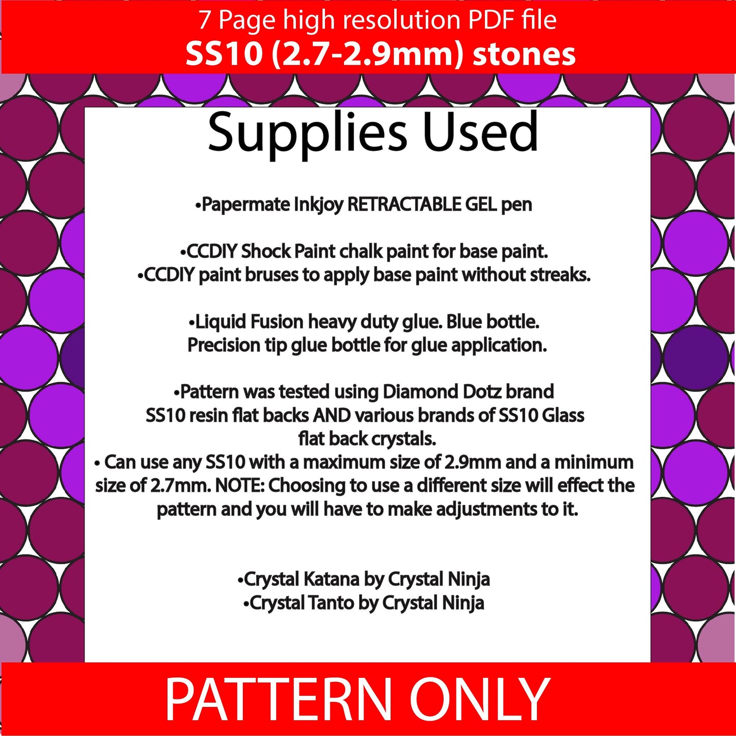 SS10 (2.7-2.9mm) Purple Ombre Geode bling pen,bling pen template,rhinestone pen pattern, bling pattern,rhinestone template,diy,dotz,drills,rhinestone graph
