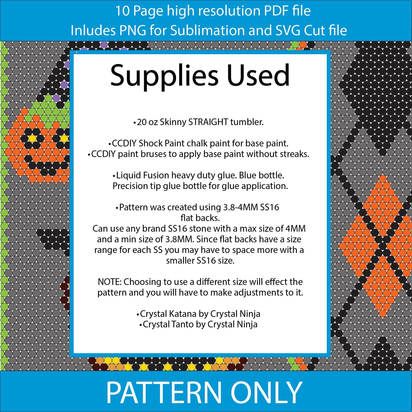 SS16 (3.8-4mm) Midnight Pumpkin Argyle bling tumbler,bling graph,rhinestone tumbler,spooky season,gifts for her, spooky scary skeleton,halloween argyle,diy