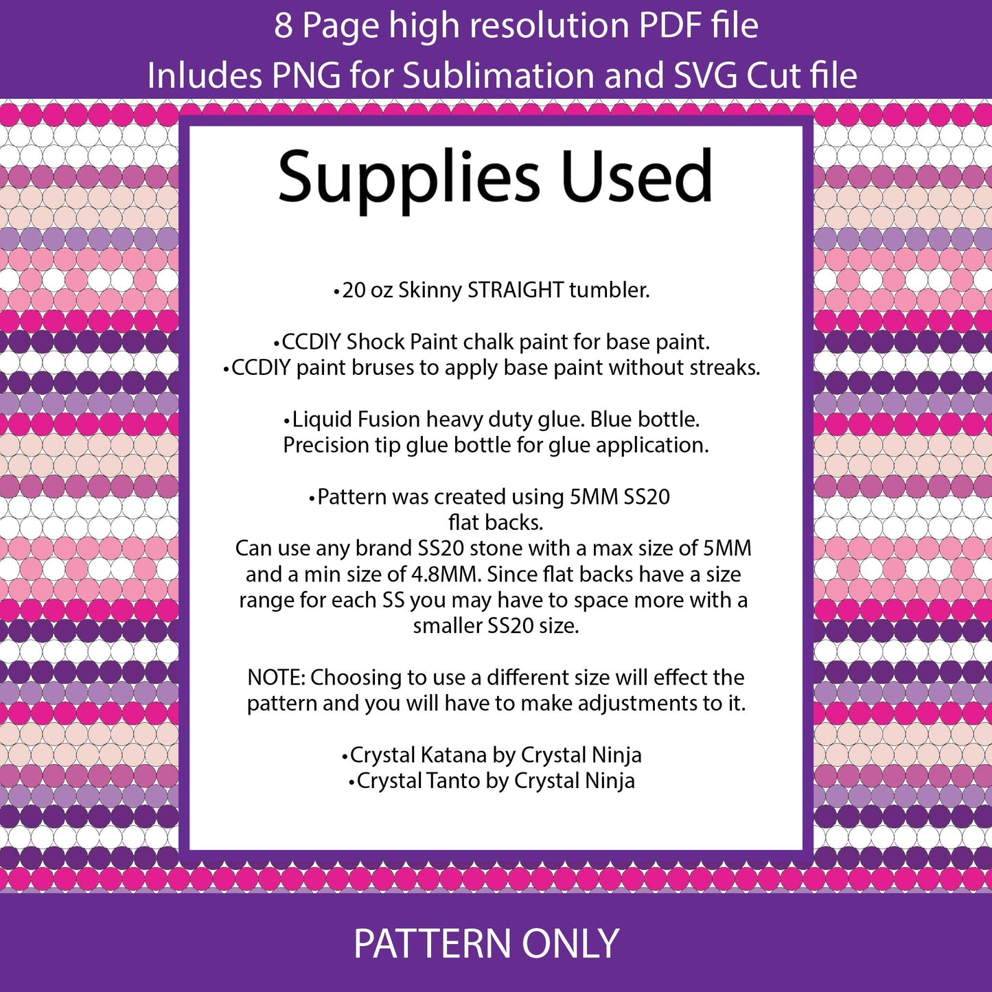 SS20 (4.8-5mm) Sweet Serape bling tumbler pattern,rhinestone tumblers,rhinestone template,bling patterns,diy,flatback,pink purple serape,pastel graph
