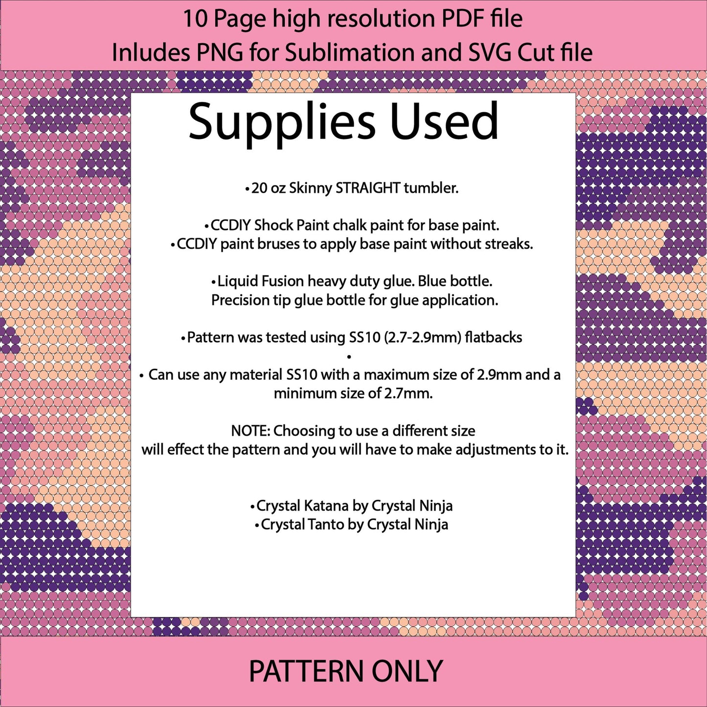 SS10 (2.7-2.9mm) Sunset Camo bling tumbler pattern,rhinestone tumblers,rhinestone patterns,bling patterns,sublimation,gifts for her,camouflage,pink,diy