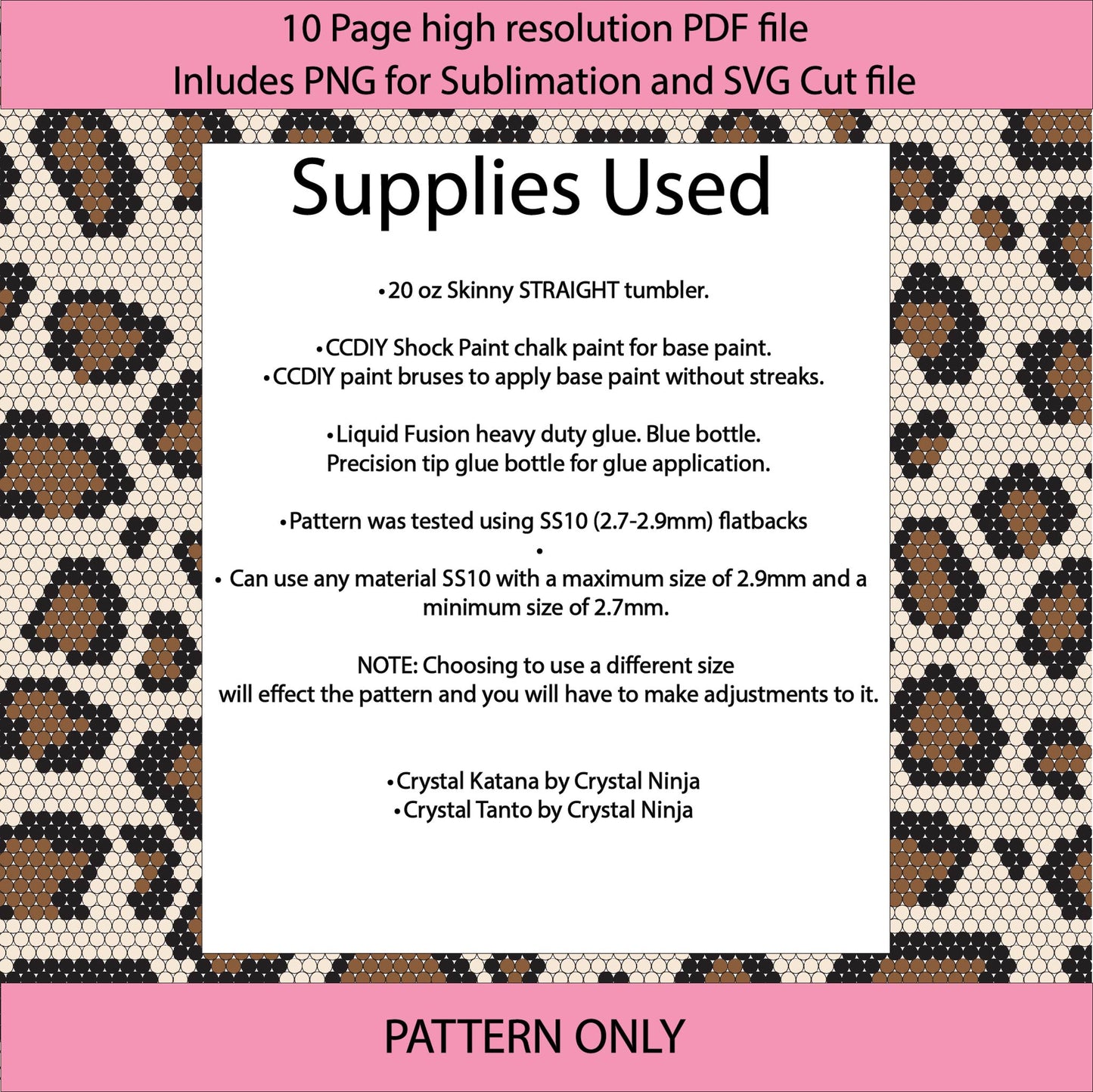 SS10 Basic Leopard Print bling tumbler pattern,rhinestone tumblers,rhinestone patterns,bling patterns,diy,leopard bling,sublimation,png,svg