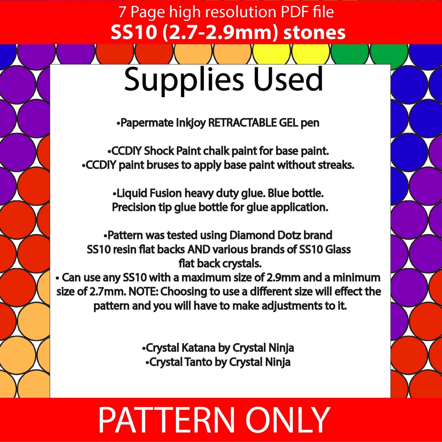 SS10 (2.7-2.9mm) Rainbow twist bling pen,bling pen template,rhinestone pen pattern,rainbow neon bling pattern,rhinestone template,diy,dotz,rainbow stripes