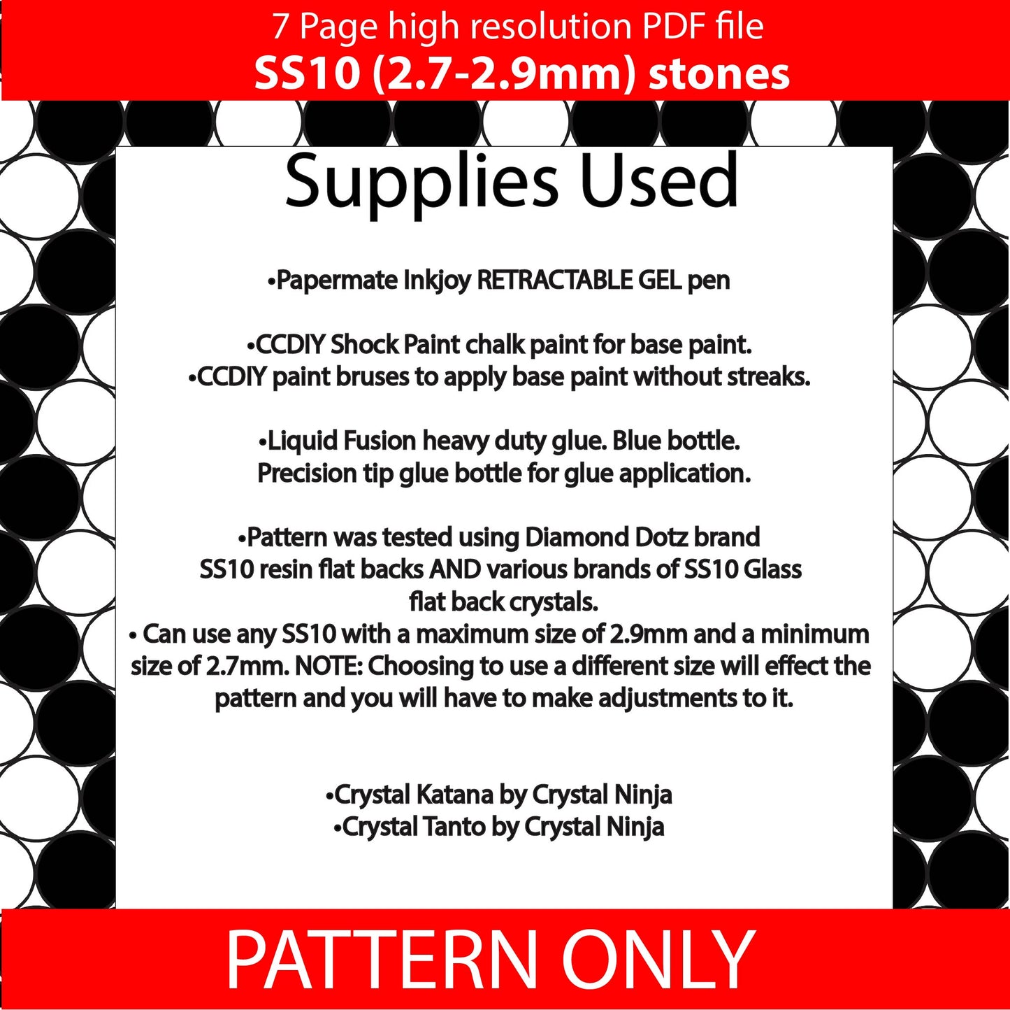 SS10 (2.7-2.9mm) Black N White Diamonds bling pen template,rhinestone pen pattern,bling pattern,rhinestone template,diy,dotz,abstract pattern,honeycomb