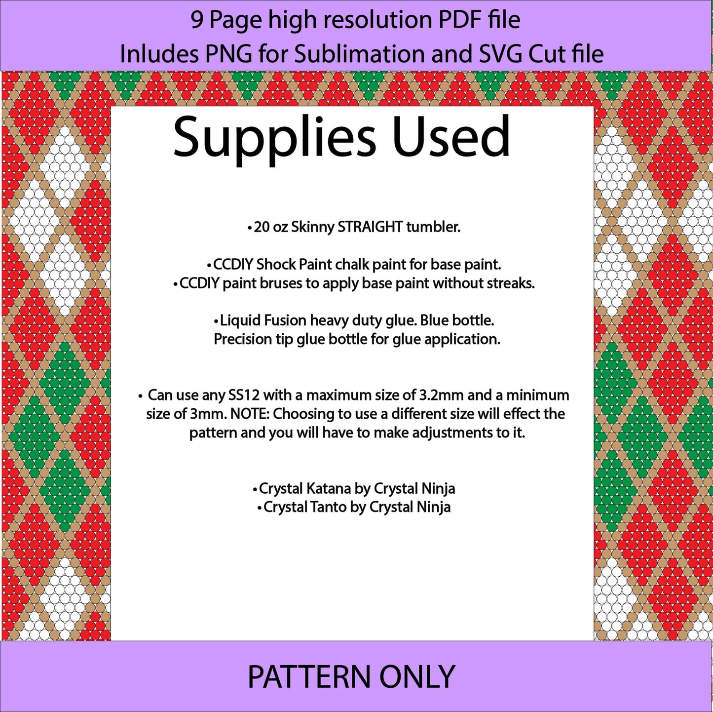 SS12 (3-3.2mm) Santas Argyle bling tumbler pattern,rhinestone tumblers,rhinestone patterns,bling patterns,diy,sublimation,png,svg