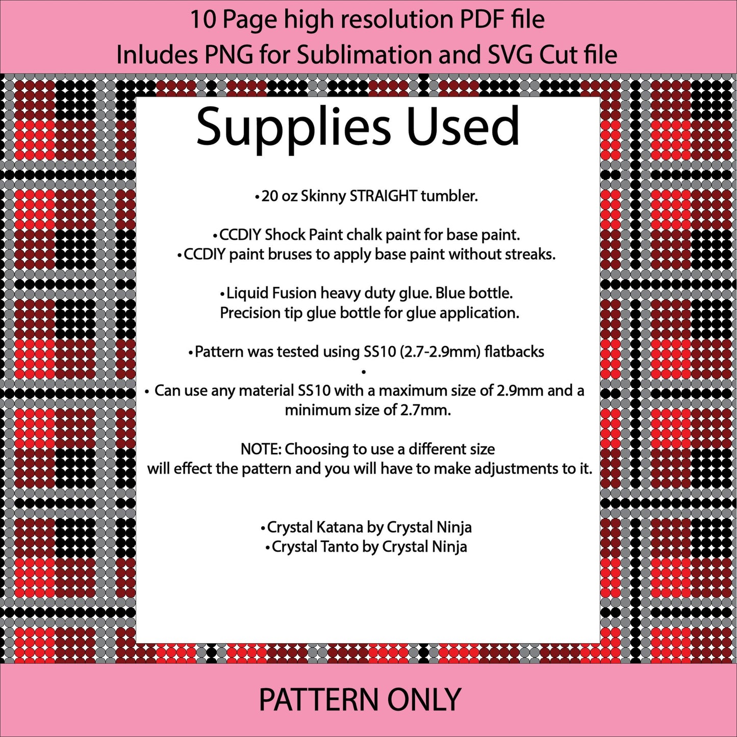 SS10 (2.7-2.9mm) Buffalo Plaid bling tumbler,rhintestone template,bling graph,tumbler wrap,bling sublimation,PNG,pdf,svg,diy