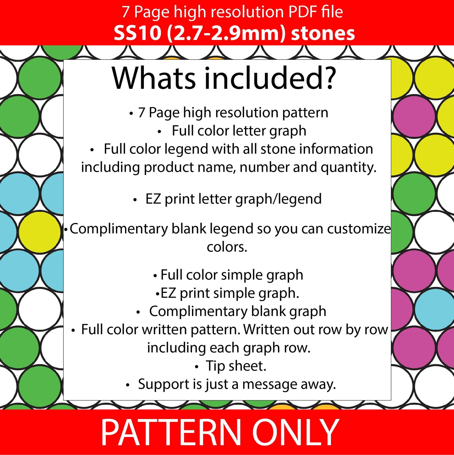 SS10 (2.7-2.9mm) Rainbow daisy vine bling pattern,bling tumbler,inkjoy,crystal bling pen,pdf,color graph,written pattern,peyote,honeycomb,diy,Diamond dotz