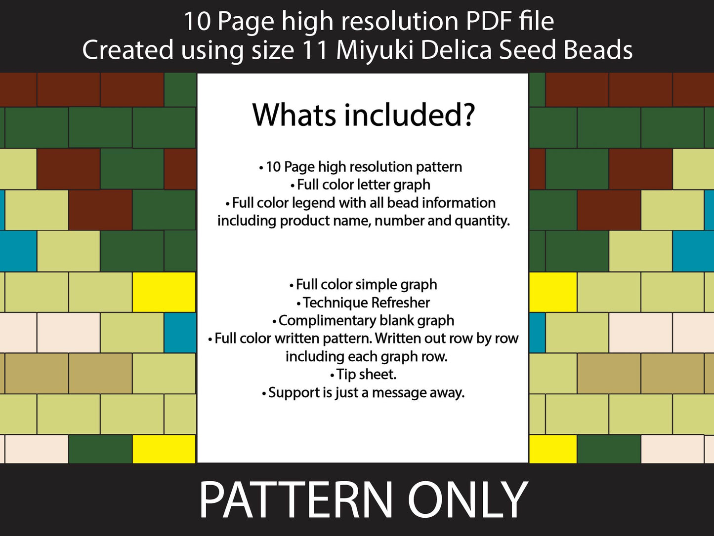 Green Goddess brick stitch and fringe miyuki delica short earring pattern,size 11 seed beads,square stitch,pattern,diy,template