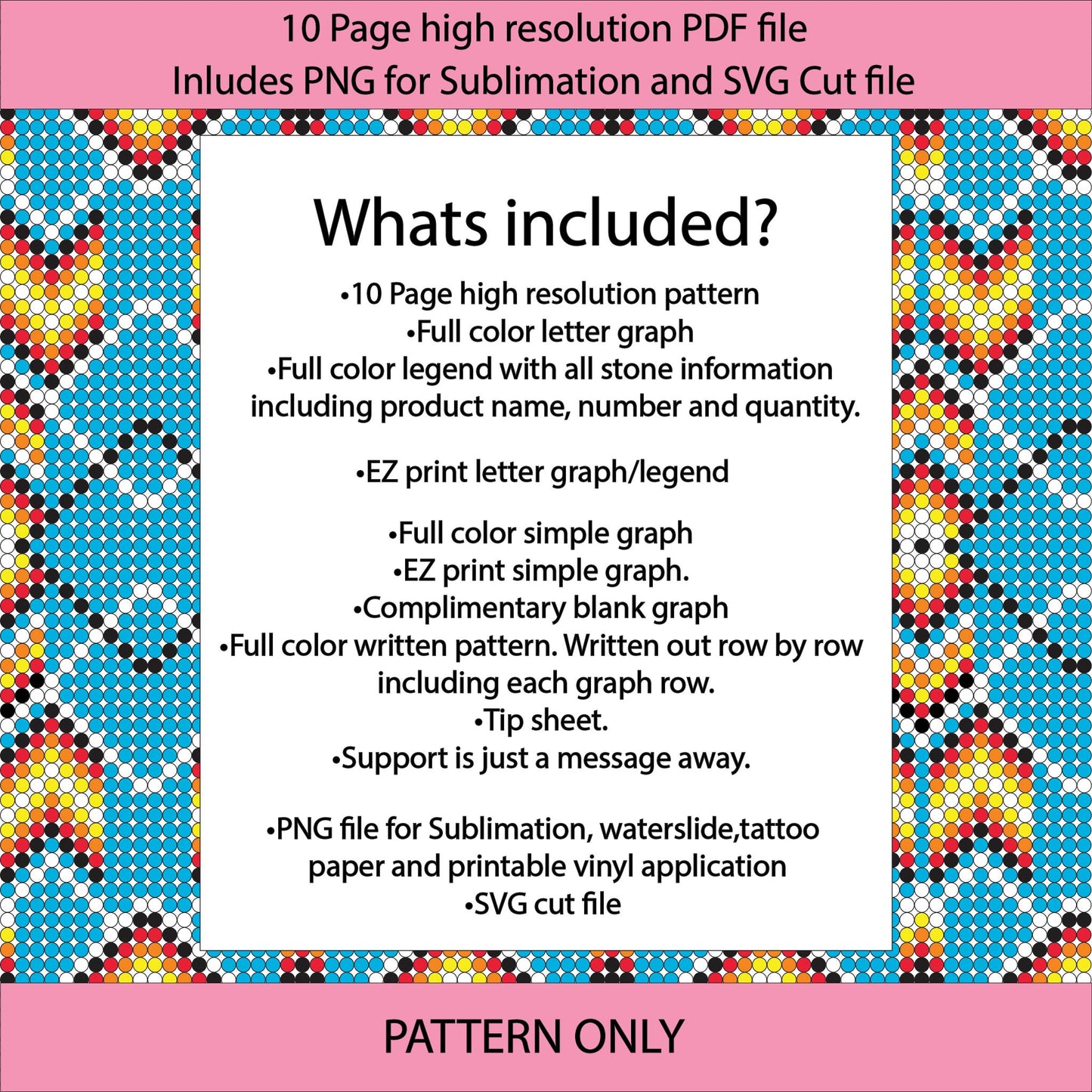SS10 (2.7-2.9mm) Teal Tribal Bling Tumbler Template,Southwestern template,Rhinestone graph,sublimation bling,diy,gifts for her,custom templates,pattern