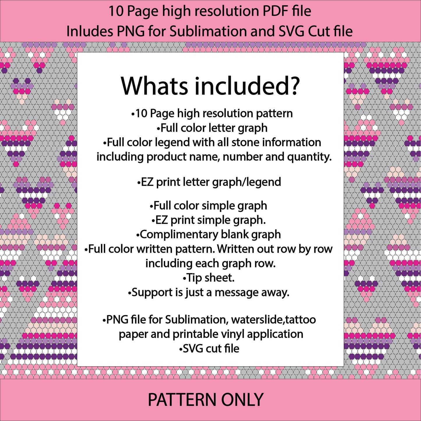 SS10 (2.7-2.9mm) Serape Hearts bling tumbler,bling pattern,tumbler graph,rhinestone tumbler,honeycomb template,dotz,valentines day,pink serape,heart template