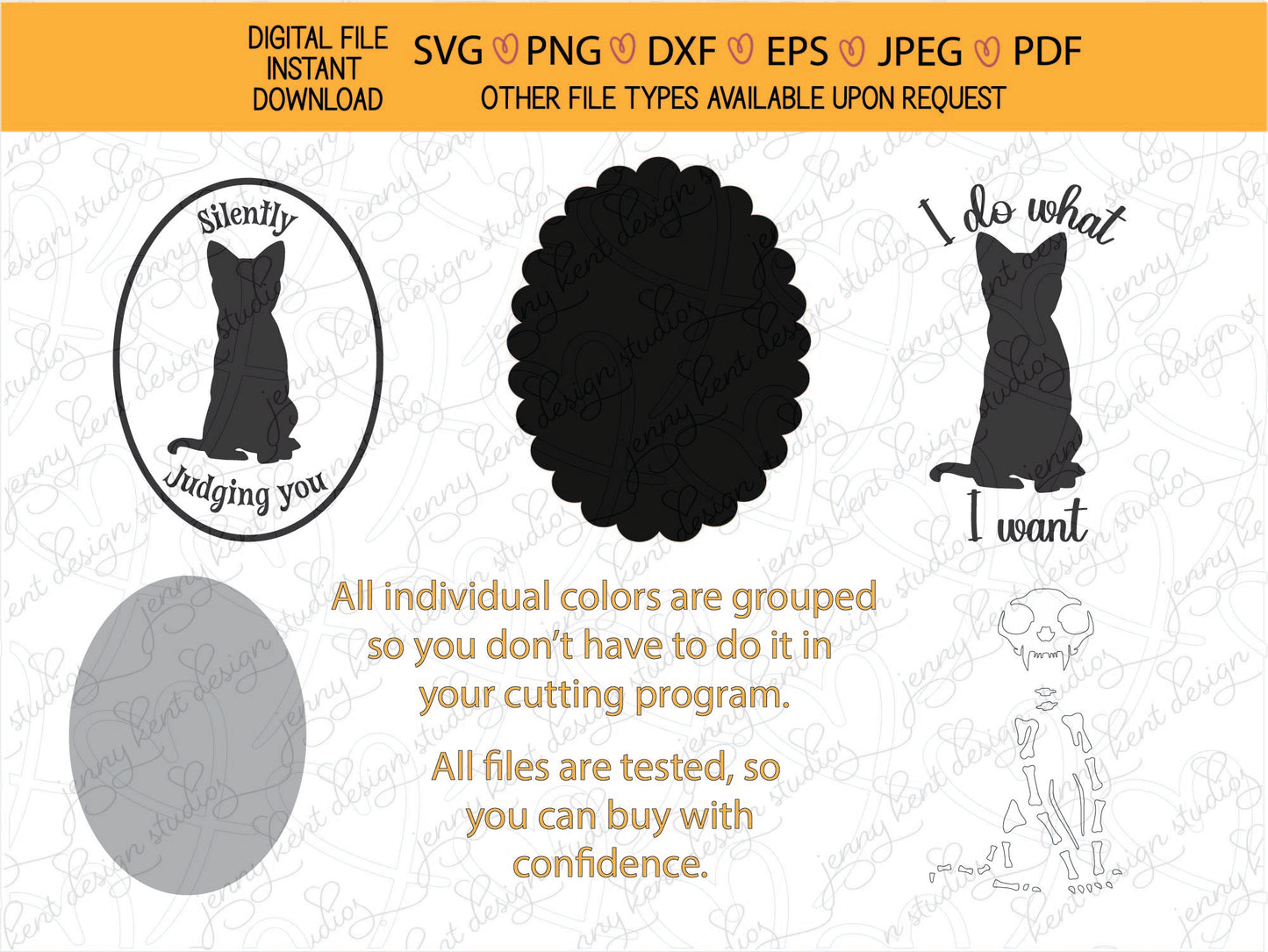 Skeleton Cat Cameo bundle,halloween cat decal,skeleton cat,spooky season, SVG,PNG,sublimation,print and cut,high resolution digital download