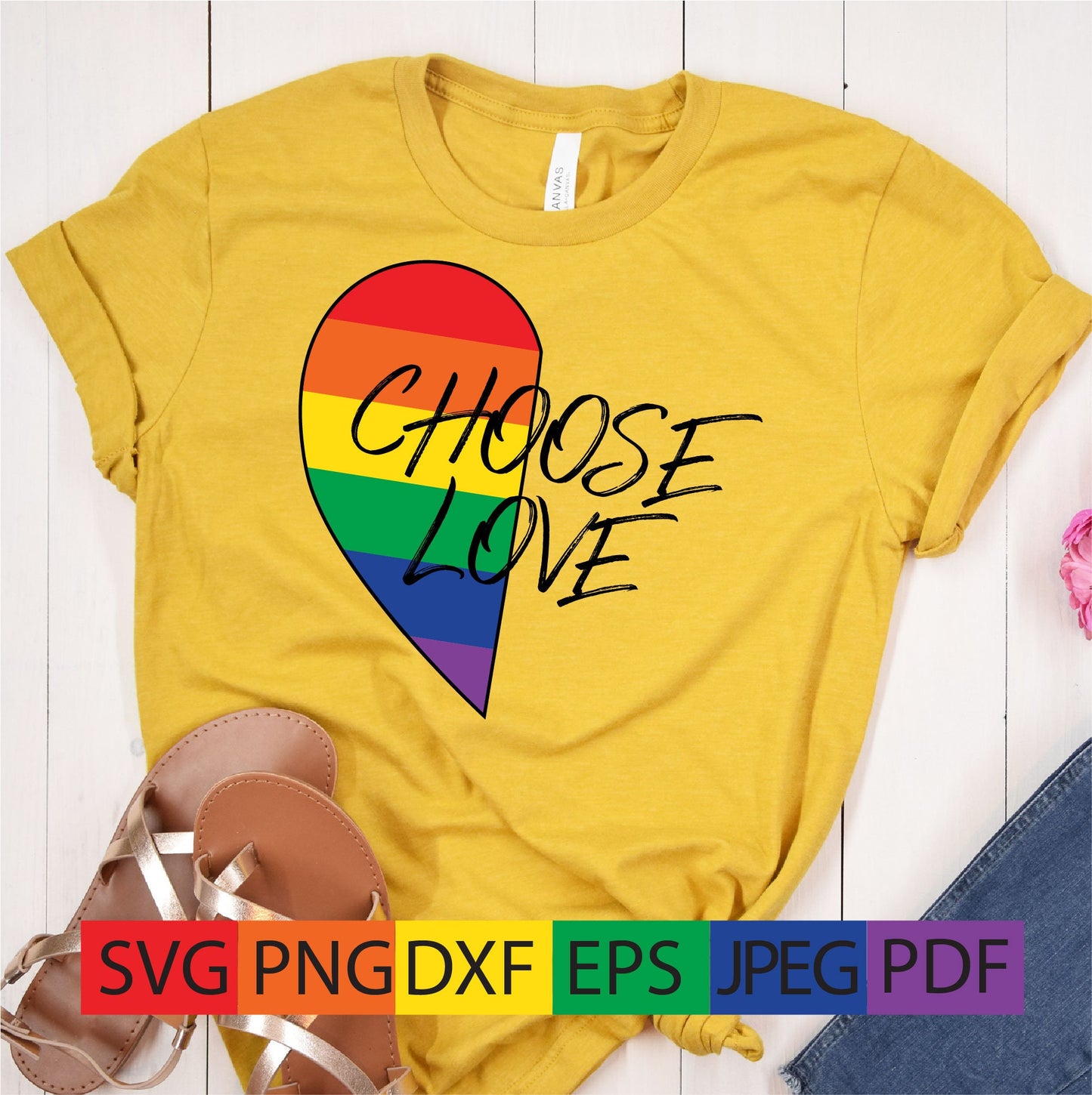Choose love half rainbow heart,DIGITAL file,SVG,png,dxf,eps,jpeg,decals,rainbow,pride,LGBTQ,love,choice,cricut,sillhouette,vinyl,custom,