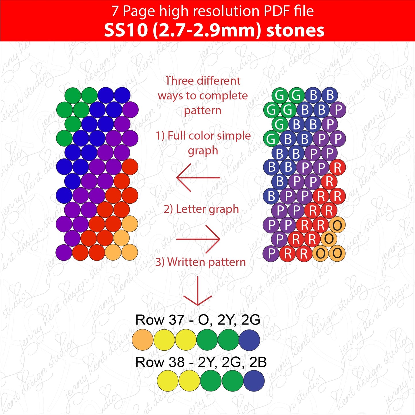 SS10 (2.7-2.9mm) Rainbow switchback bling pen,bling pen template,rhinestone pen pattern,rainbow bling pattern,rhinestone template,diy,rainbow stripes