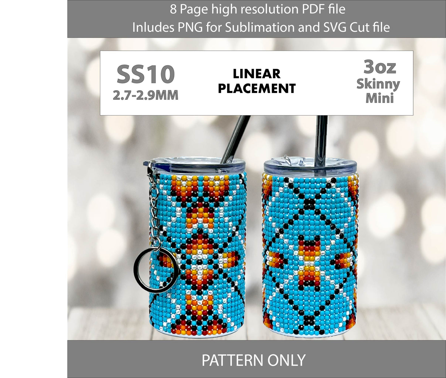 SS10 (2.7-2.9mm) 3oz Deluxe Teal Tribal Mini Skinny Tumbler,rhintestone template,bling graph,tumbler wrap,bling sublimation,PNG,pdf,svg,diy