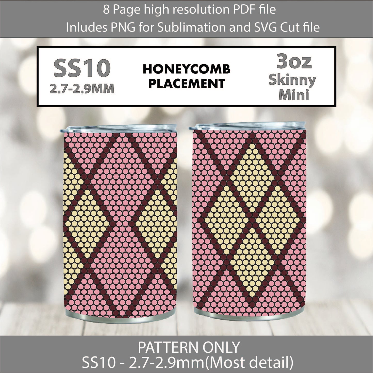 SS10 (2.7-2.9mm) 3oz Vintage Pink Argyle Mini Skinny Tumbler,rhintestone template,bling graph,tumbler wrap,bling sublimation,PNG,pdf,svg,diy