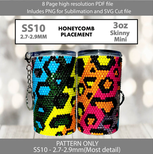 SS10 (2.7-2.9mm) 3oz Neon Leopard Stripe Mini Skinny Tumbler,rhintestone template,bling graph,tumbler wrap,bling sublimation,PNG,pdf,svg,diy