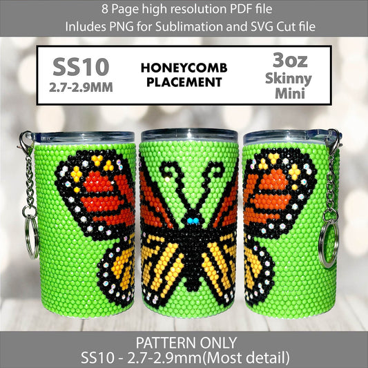 SS10 (2.7-2.9mm) 3oz Green Monarch Butterfly Mini Skinny Tumbler,rhintestone template,bling graph,tumbler wrap,bling sublimation,PNG,pdf,svg,diy