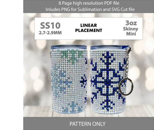 SS10 (2.7-2.9mm) 3oz Simple Snowflake Mini Skinny Tumbler,rhintestone template,bling graph,tumbler wrap,bling sublimation,PNG,pdf,svg,diy