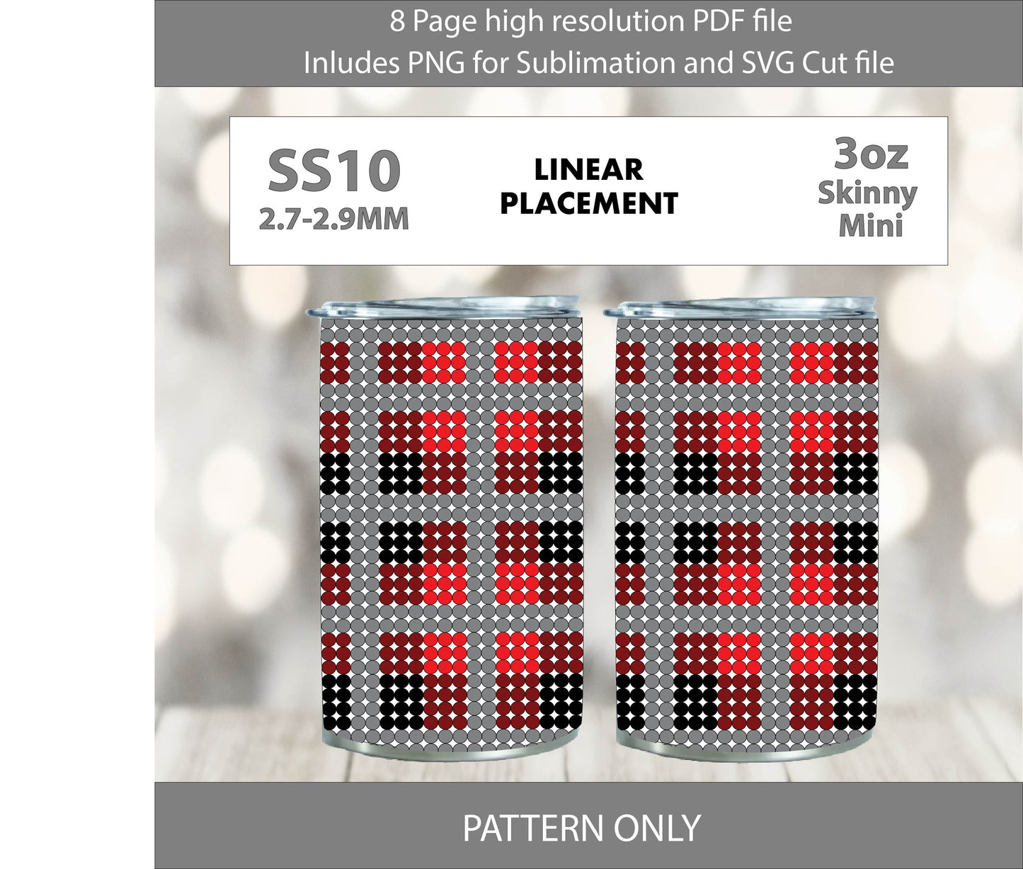 SS10 (2.7-2.9mm) 3oz Buffalo Plaid  Mini Skinny Tumbler,rhintestone template,bling graph,tumbler wrap,bling sublimation,PNG,pdf,svg,diy