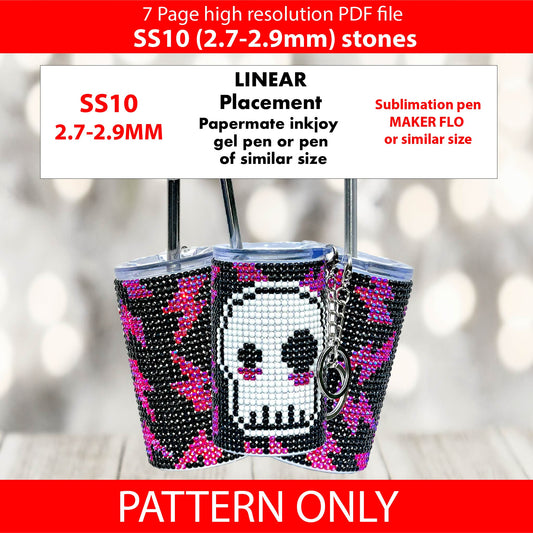 SS10 (2.7-2.9mm) 3oz Skullz N Boltz Mini Skinny Tumbler,rhintestone template,bling graph,tumbler wrap,bling sublimation,PNG,pdf,svg,diy