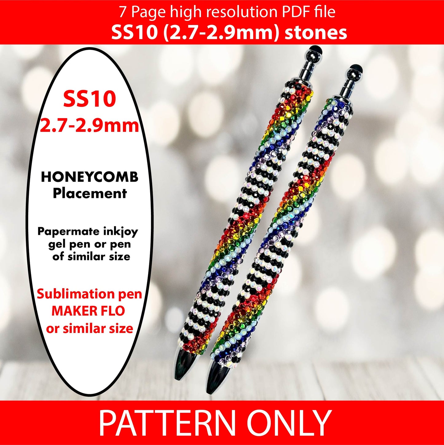 SS10 (2.7-2.9mm) Black and White Rainbow Twist bling pen,bling pen template,Rhinestone pen pattern,Graph template,Rhinestone template,diy,dotz,nightime hearts, heart bling pen, bling pen wraps, pen sublimation wraps