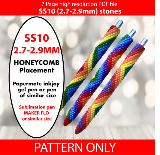 SS10 (2.7-2.9mm) Rainbow switchback bling pen,bling pen template,rhinestone pen pattern,rainbow bling pattern,rhinestone template,diy,rainbow stripes