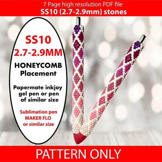 SS10 (2.7-2.9mm)  Frosted Pink to Purple Diamond Ombre bling pen graph,rhinestone pen pattern,bling pattern,rhinestone template,diy,dotz,honeycomb,melt